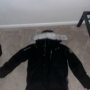 Moose Knuckles Black Jacket with Fur Detail